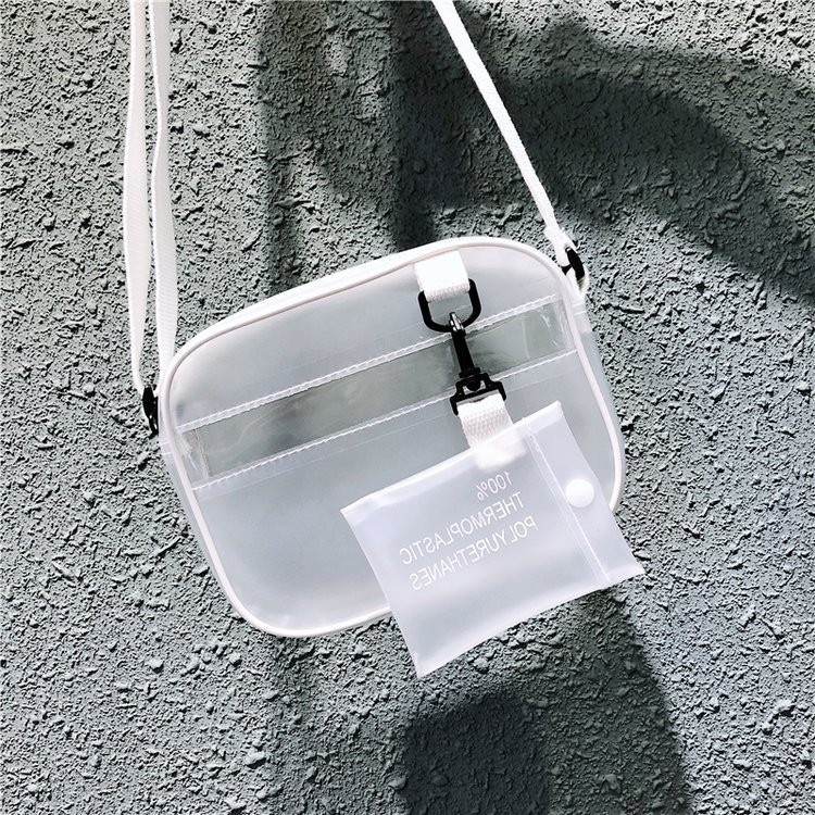 Bolsa de estilo coreano 2023 nuevo verano pequeña bolsa femenina estilo coreano translúcido bolsa de plástico hombro bolsa de mensajero de moda al por mayor