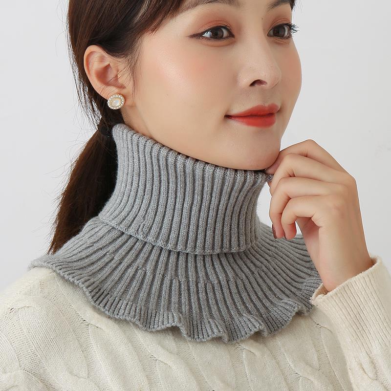 Mujeres cuello falso de cuello alto cuello falso de cuello nuevo otoño invierno a prueba de viento tejido calentado collar coreano