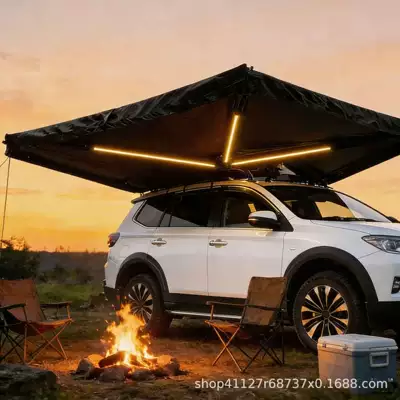 Side Canopy, Avtomobil yan çətirləri - quick-open-vinyl-270-degree-fan-shaped-with-light-radius-2m