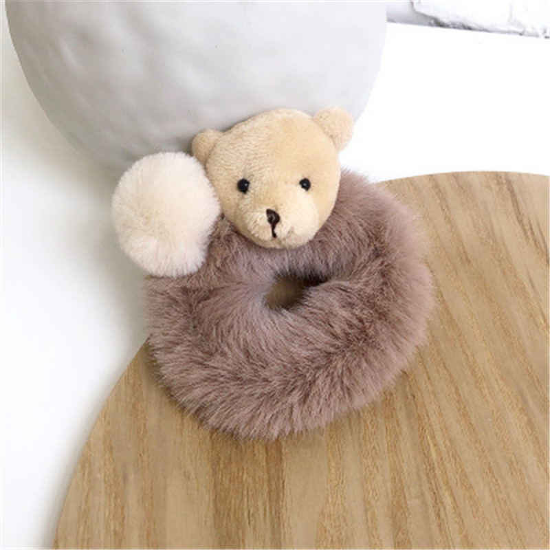 3卡其熊紫粉发圈