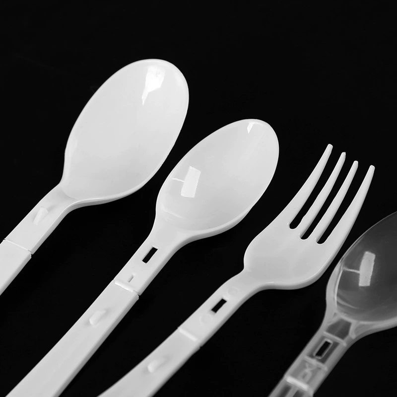 Однораз fork из пластика со складыванием, форк для лапши быстрого приготовления, ложка для десертов, ложка для десертов, ложка для птичьего гнезда, индивидуальная упаковка