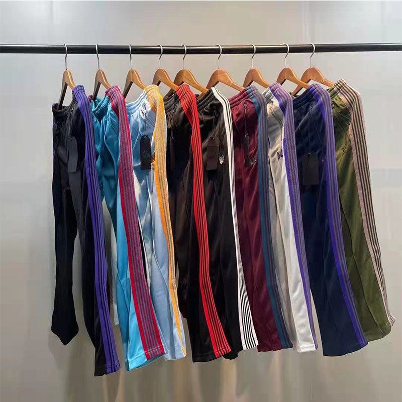 Needles Track Butterfly Pants Retro Side Webbing Men's and Women's Casual Loose Straight School Pants Sports Pants