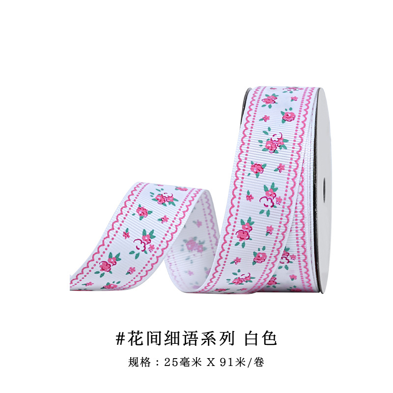 Cinta acanalada al por mayor de Yao Ming con estampado, accesorios para el cabello, decoraciones para lazos, materiales DIY, cinta floral hecha a mano