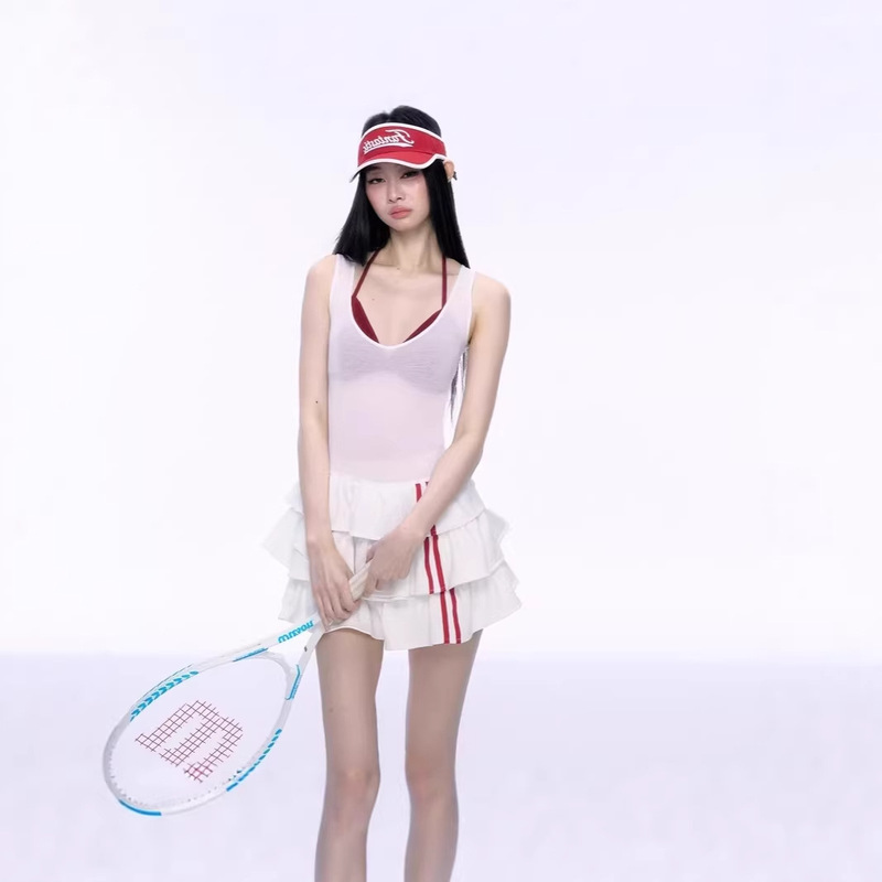 Slim-Fit Waist-Cinching Dress 2026 New Summer Style Red and White Color-Blocking Dress Jersey-Style Elegant Tiered Dress for Women Slim-Fit Waist-Cinching Dress 2026 New Summer Style Red and White Color-Blocking Dress Jersey-Style Elegant Tiered Dress for Women