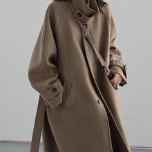 立领毛呢外套女冬季韩版宽松中长款加厚小个子韩系高级感呢子大衣