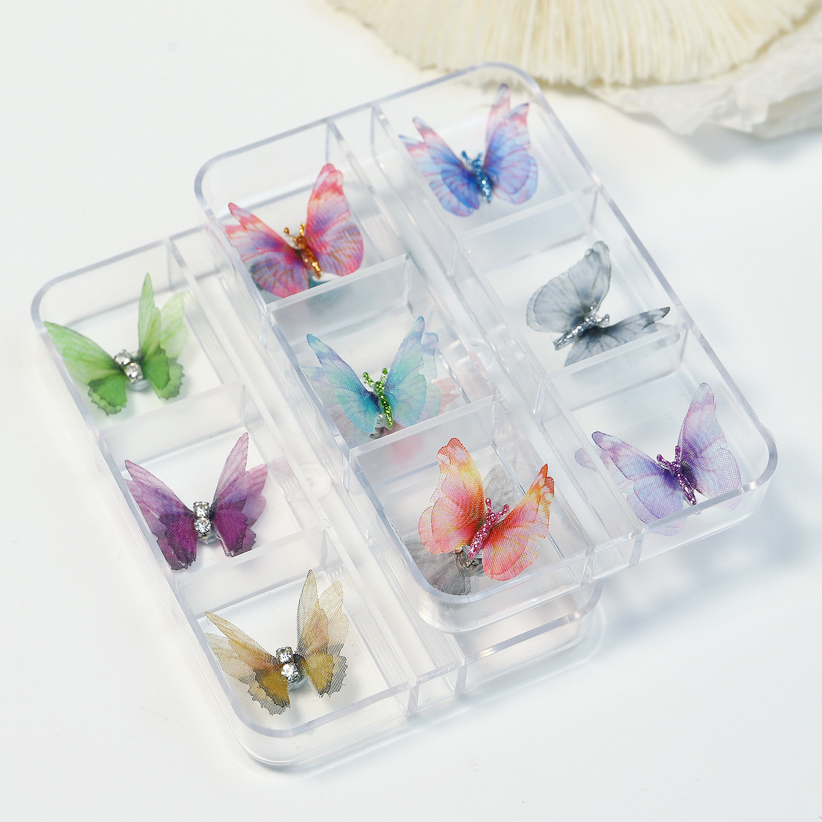 Exclusive For Cross-border Best-selling Nail Beauty Tulle Three-dimensional Butterfly Detachable Nail Art Simulation Butterfly Ornament Box display picture 1