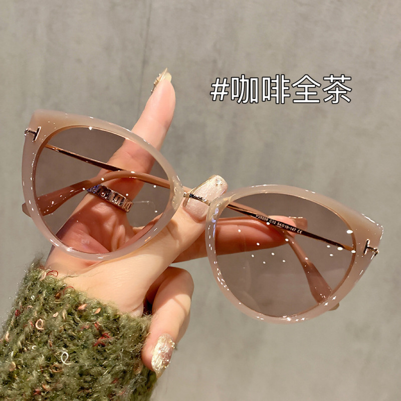 新款韩版猫眼型时尚墨镜女防晒防紫外线偏光太阳眼镜框架男潮高级|undefined