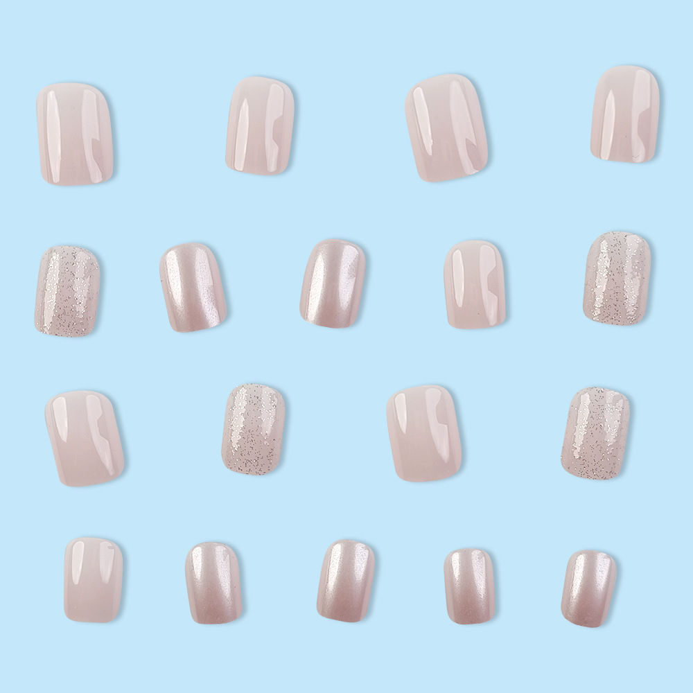 Uñas de uñas rosadas y suaves, naturalmente dulces y de moda, productos terminados al por mayor de 24 piezas, uñas portátiles transfronterizas