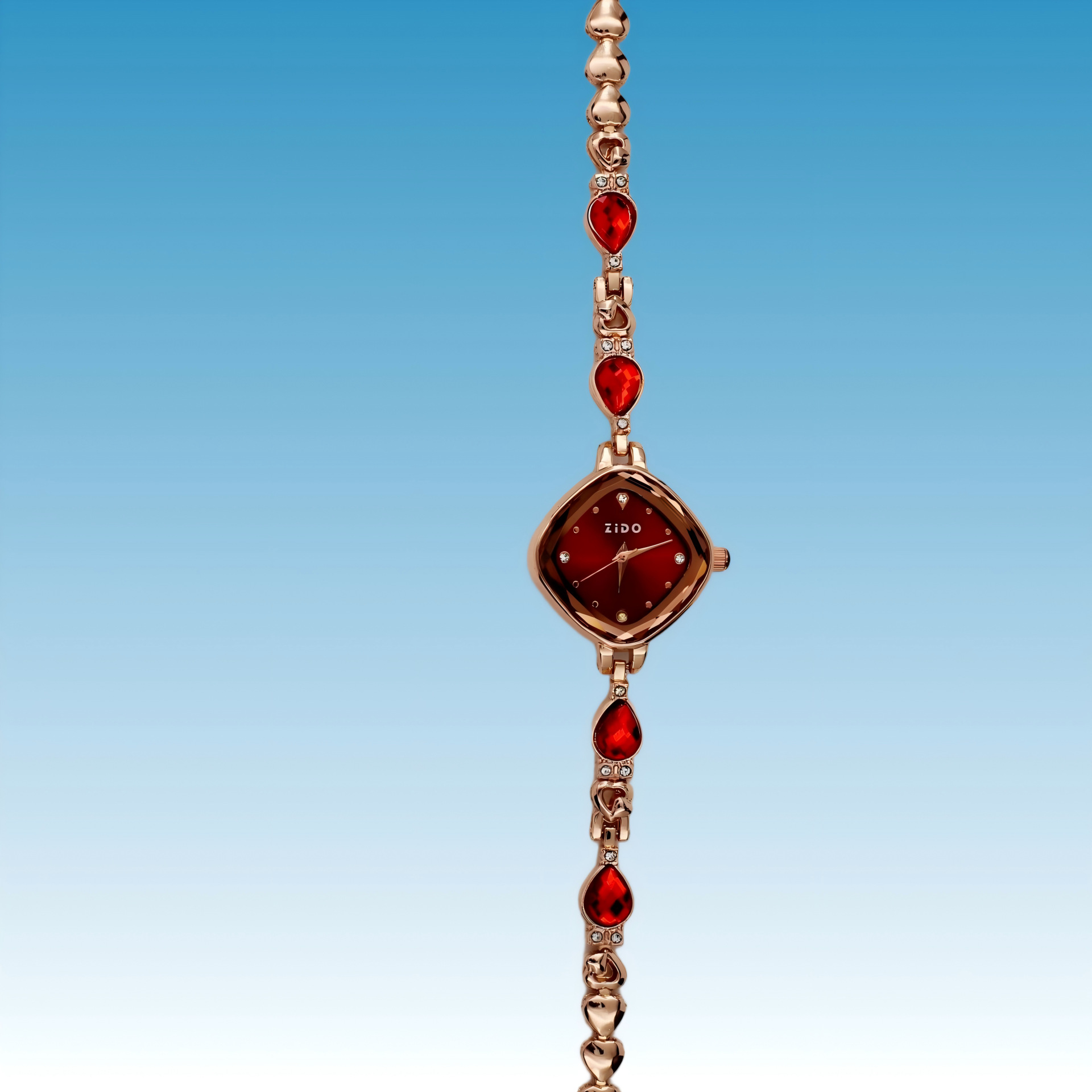 Zido Brand Watch for Women, High-End Fashion Ladies' Watch, Simple and Luxurious Diamond-Encrusted Sports Rhombus Bracelet Watch