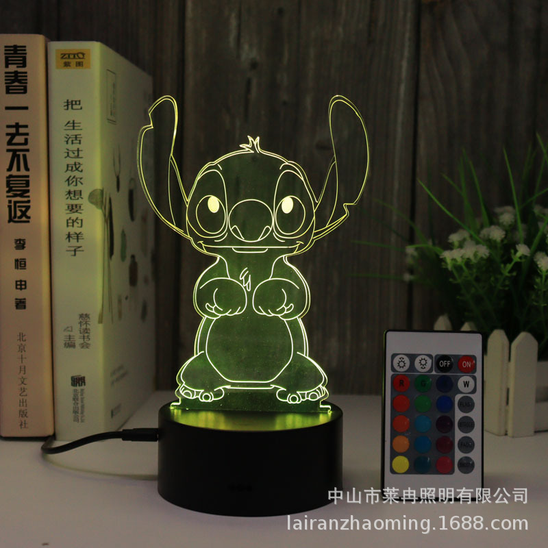 Cross-border animation Stitch Series 3D night light novelty creative touch colorful bedside gift led table lamp
