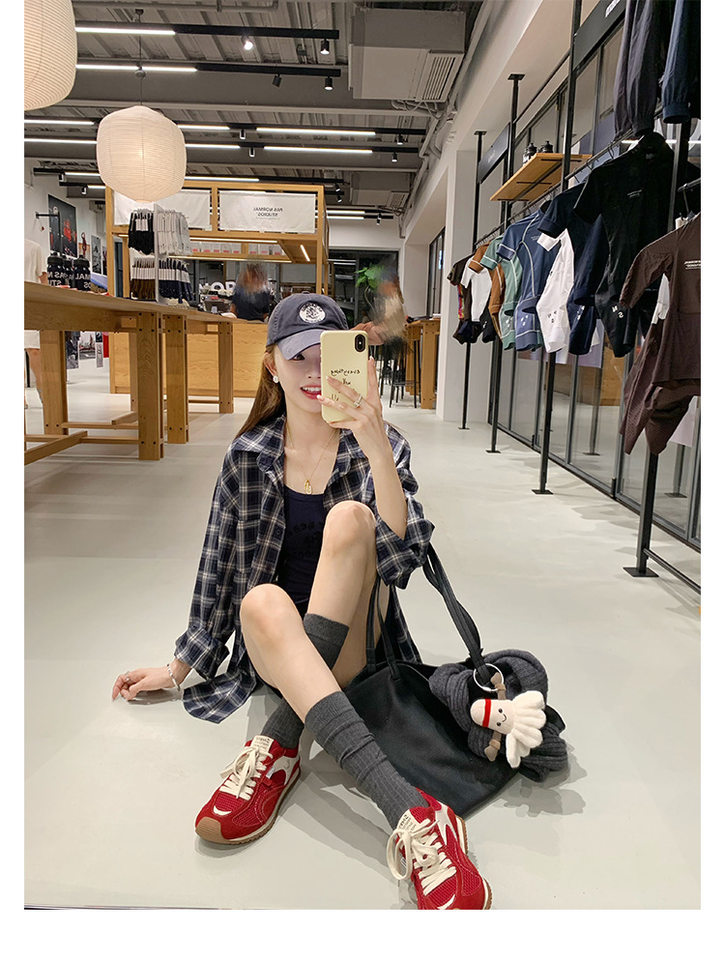Giày sneaker nữ da bò lưới thân thấp dây buộc gót ẩn 6 cm — Đen (Gót ẩn 6CM) - Còn hàng, Đỏ (Gót ẩn 6CM) - Còn hàng chi tiết 44