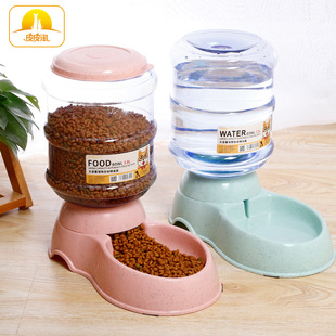 Pet automatic feeder wholesale leather panning wheat straw large capacity water feeding utensils feeding dog basin Pet Bowl
