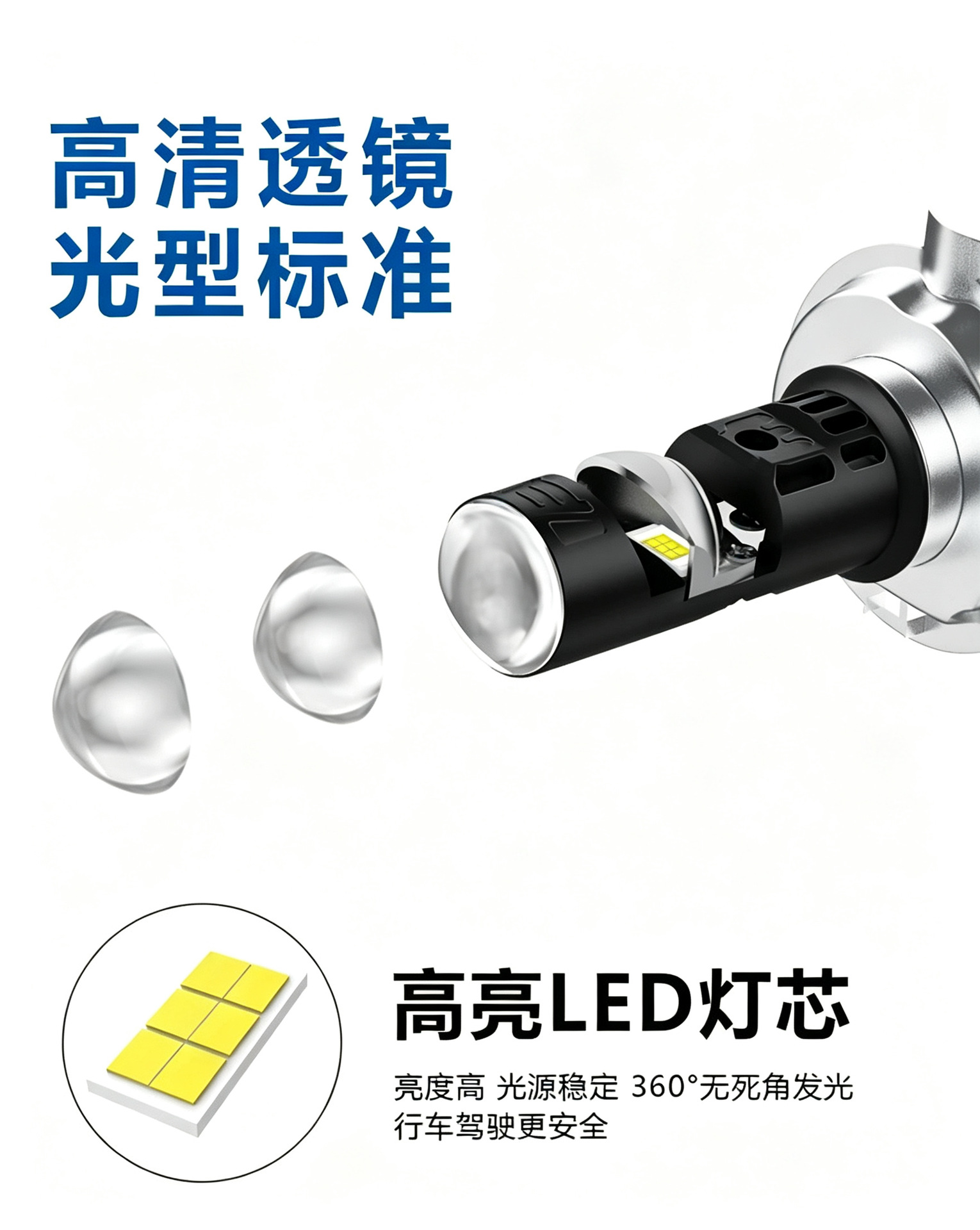 Motorcycle and electric vehicle LED front headlight P15D H4 BA20D dual-prong yellow-white dual-color integrated high and low beam spotlight