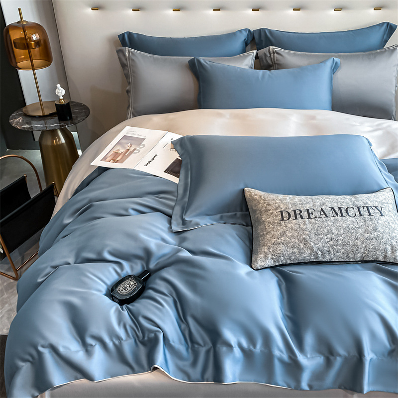 Verano 100% Tensi Juego de cuatro piezas Ropa de cama de verano de lujo ligero Funda de edredón Ropa de cama de tres piezas Ropa de cama