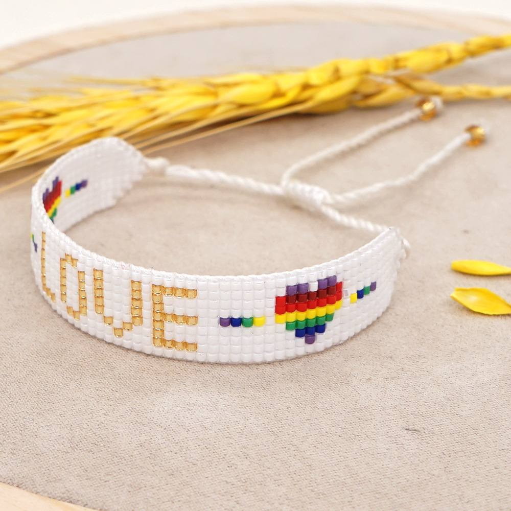 Pulsera De Corazón Tejida Con Cuentas De Arco Iris Étnico Al Por Mayor Nihaojewelry display picture 8