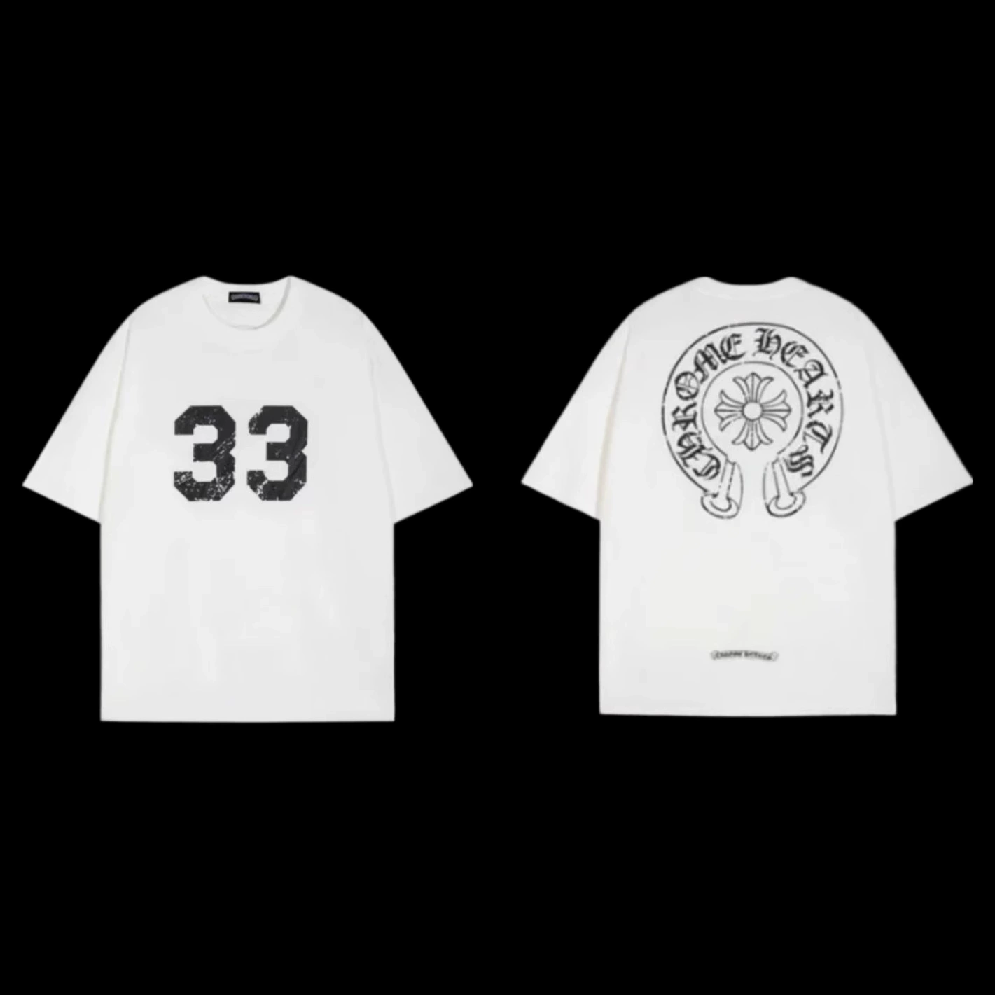 Европейская и американская модная летняя футболка с круглым вырезом Chrome Hearts, новая футболка с совместной печатью, модная универсальная повседневная футболка с короткими рукавами