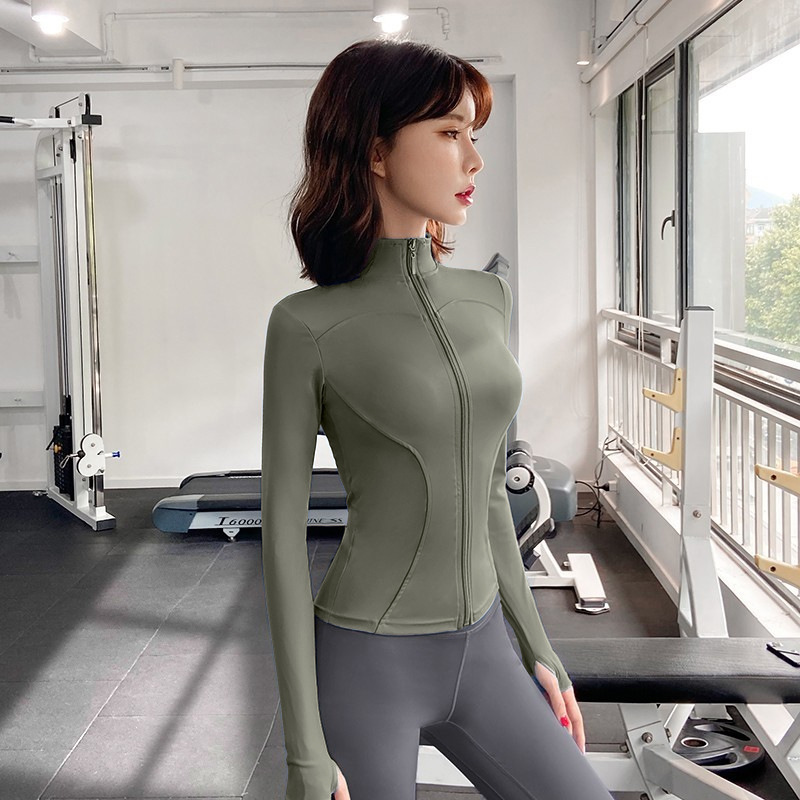 Fleece Thickened Yoga Jacket Zipper Stand-up Collar Slim-fit Elastic Top Fitness Clothing Women_desvips.com