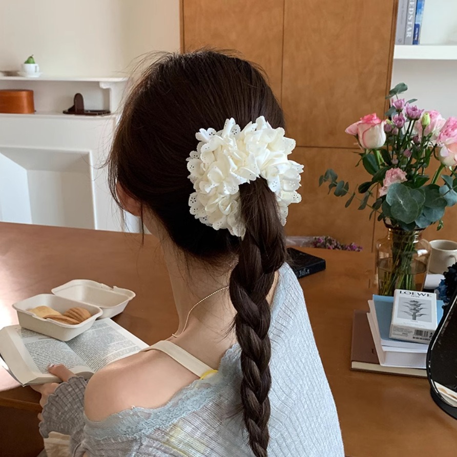 Peetales de encaje dulce círculo de intestino grueso nicho femenino de alto nivel anillo de cabello francés temperamento suave adornamiento para el cabello