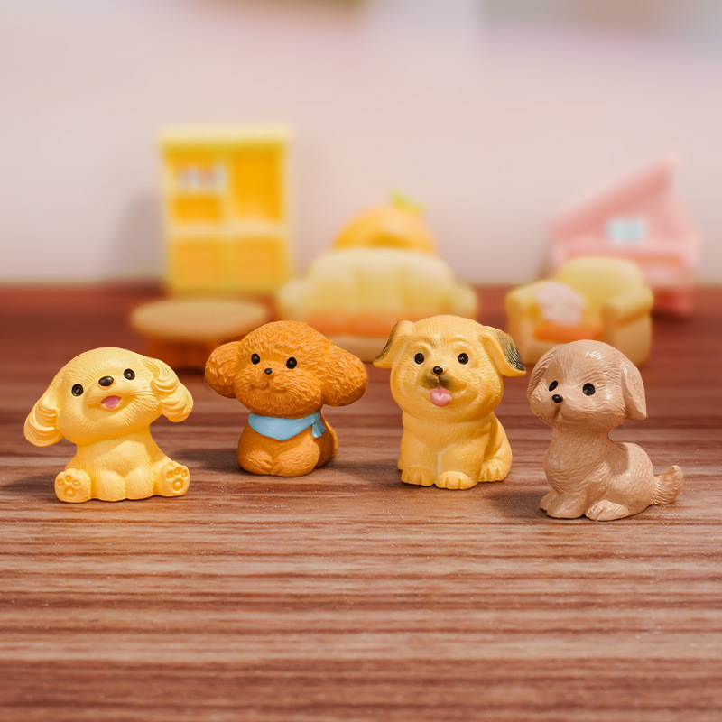 Muñeca de dibujos animados cachorro animal muñeca micro paisaje resina decoración de escritorio coche accesorios de artesanía