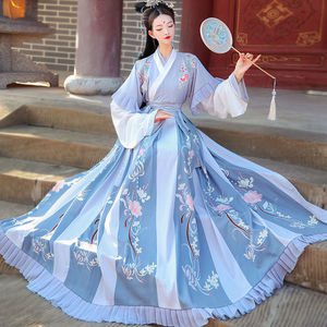 Tang Dynasty Hanfu Fairy dress for women traditional Chinese wind Ming jin waist Ru skirt embroidery/tangzhuang long-sleeved table costumes