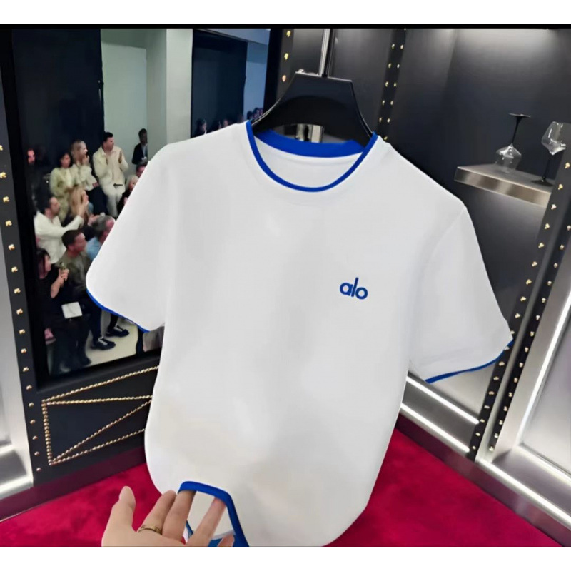 新しいスタイル! alo メンズ韓国カジュアルスリムフィット 2025 夏刺繍ロゴ多用途半袖メンズ T シャツ|undefined