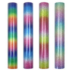 Flash powder fluorescent iridescent rainbow film glitter gold glitter lettering film HTVl clothing gradient color heat transfer lettering film