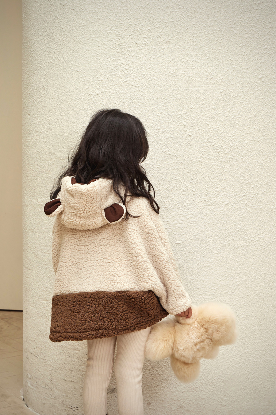 Manteau pull en peluche à bulles 2 couleurs pour fille, vêtement d'hiver pour enfants, lapin mignon, nouvelle collection 2023_voghion.com