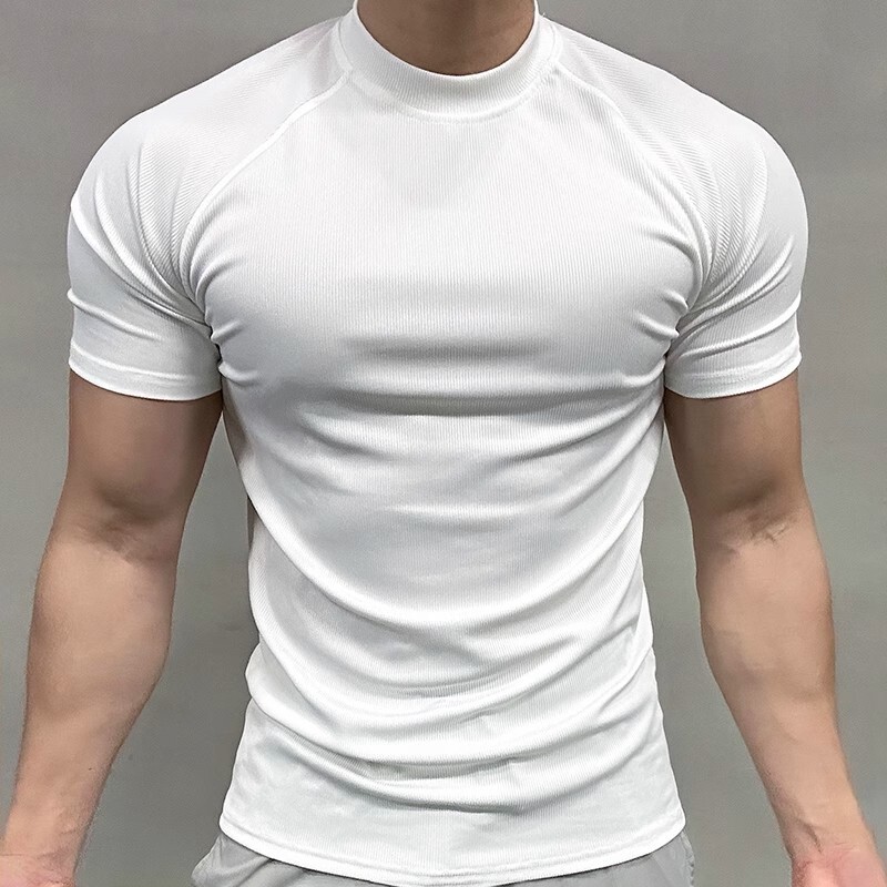 Summer Slim-Fit Elastic Quick-Dry Small-Neckline Muscle Training Running Top Sports Fitness Short-Sleeve T-Shirt Summer Slim-Fit Elastic Quick-Dry Small-Neckline Muscle Training Running Top Sports Fitness Short-Sleeve T-Shirt