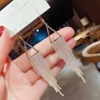 Retro long advanced earrings with tassels, European style, diamond encrusted, bright catchy style, high-quality style, internet celebrity, wholesale