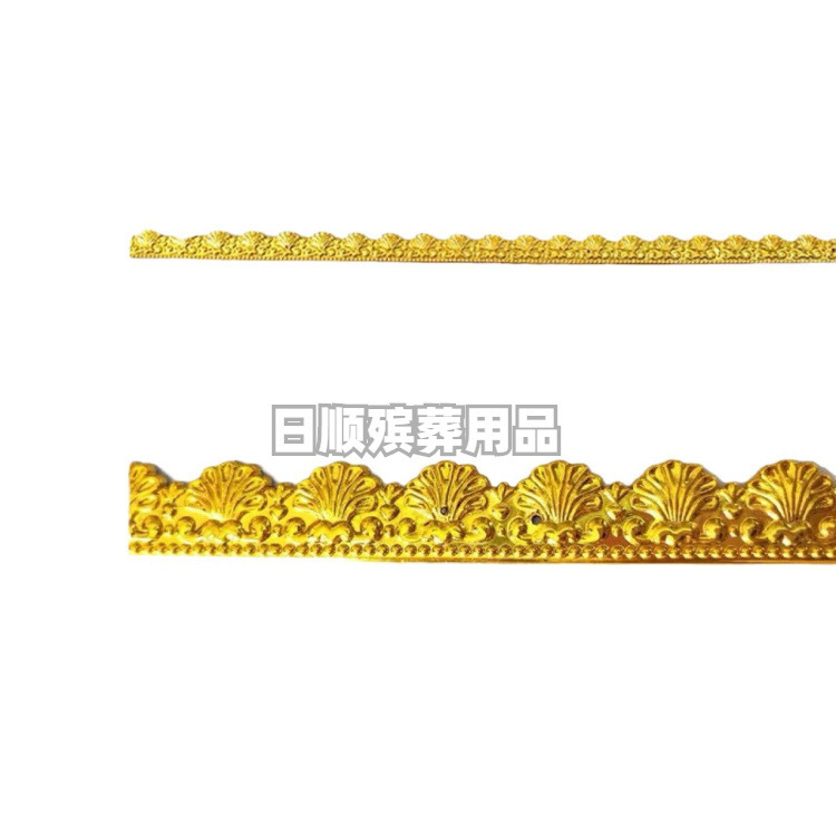 100 Gold-Edged Long Strips for Coffins, Funeral Boxes, Urns, Plastic Gold-Plated Frame Accessories, Fine Wave-Shaped Burial Accessories