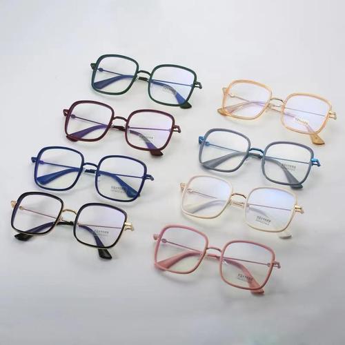  new anti-blue light flat glasses for men and women, Internet celebrity trendy street style metal glasses, can be matched with myopia glasses
