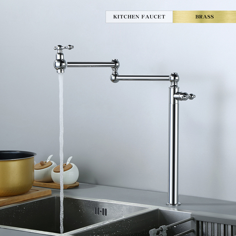 All-Copper Kitchen Sink, Dishwashing Sink, Soup Pot, Water-Filled Telescopic Folding Purified Water Extended High Faucet