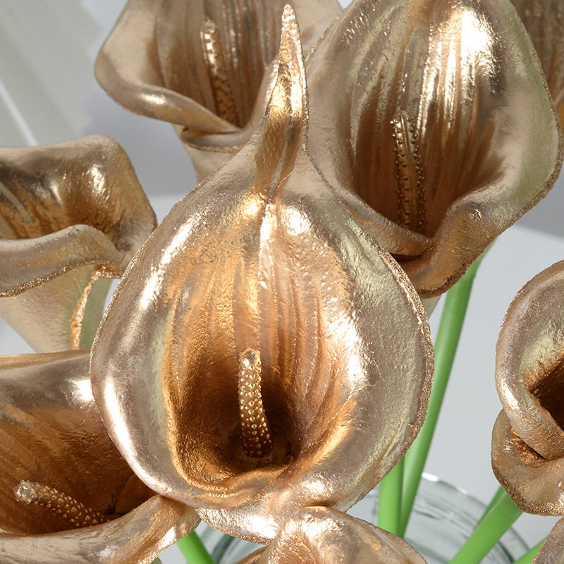 Simulación de flores, materiales de pu, flores falsas de oro y plata, flores decorativas creativas para el hogar de comercio exterior transfronterizo