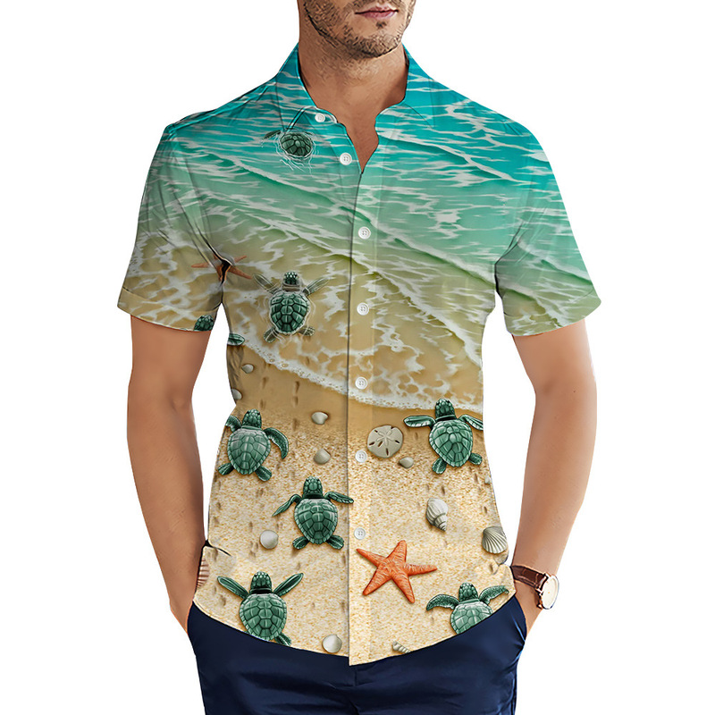 CLOOCL independent station hot sale Hawaiian shirt 3D pattern turtle printing men's shirt cross-border factory wholesale