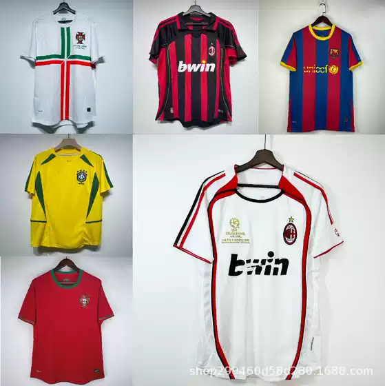 Retro short sleeve jersey Arsenal Brazil AC Santos Portugal French football sportswear a generation of hair