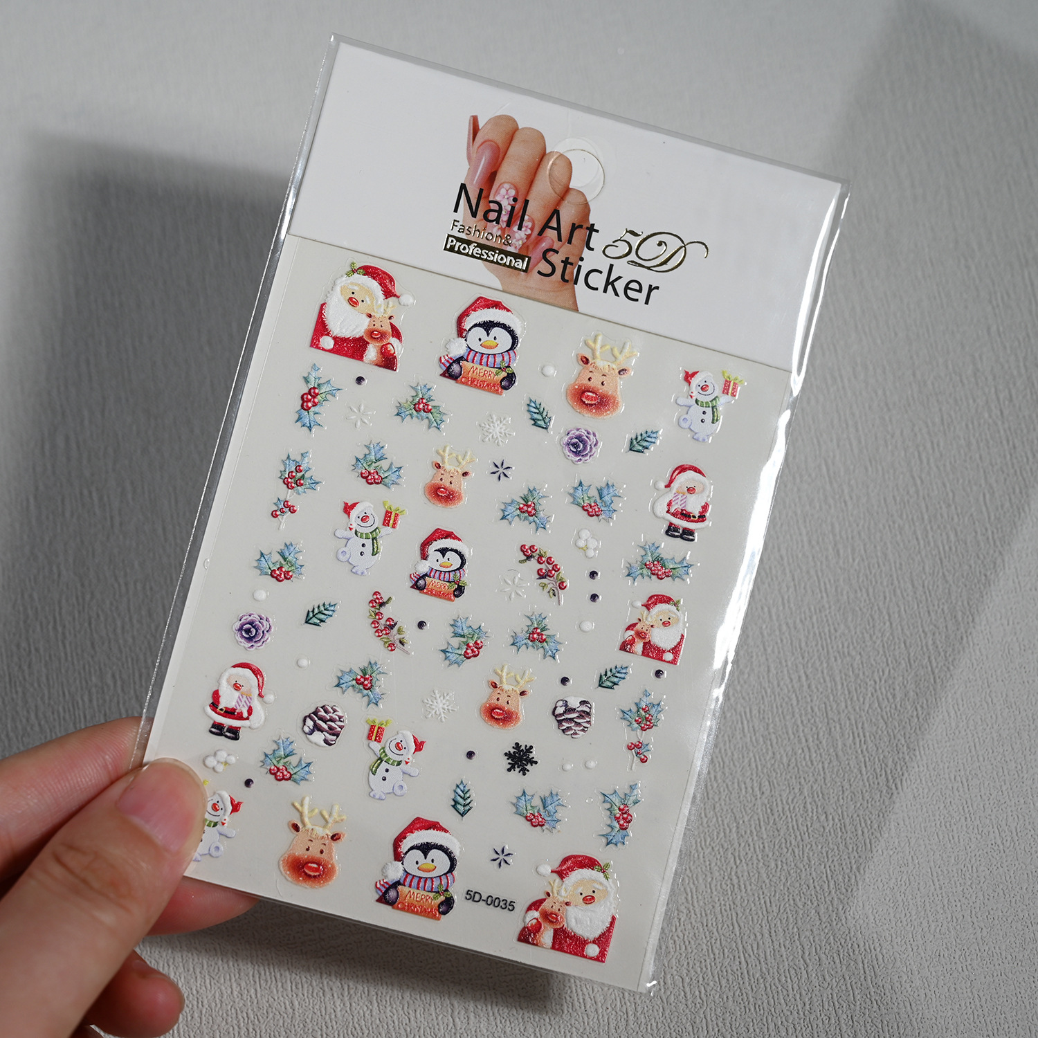 El Comercio exterior caliente nuevo estilo de Navidad pegatina de uñas alivio estéreo Santa Claus copo de nieve 5D parche de uñas alivio