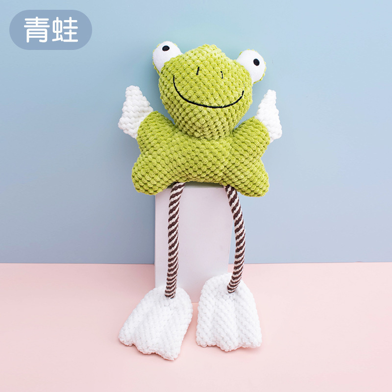Amazon Pet Sound Peluche Rana Pato Cuerda de algodón Juguete para morderse Perro Juguete interactivo para aliviar el aburrimiento