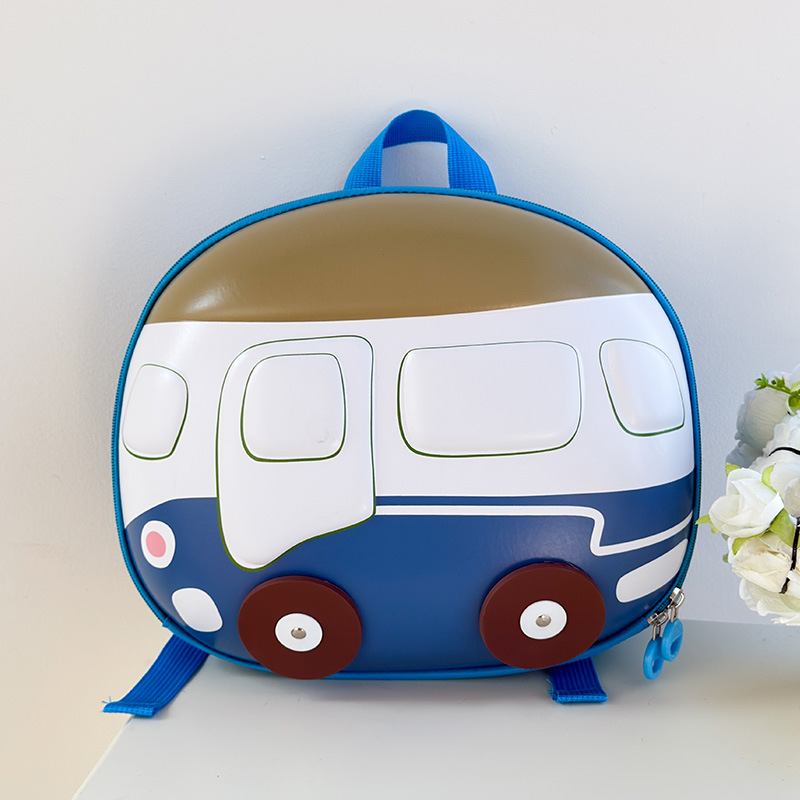 Kindergarten clase pequeña mochila escolar para bebés linda mochila para niños y niñas con forma de autobús mochila para niños con cáscara de huevo ligera
