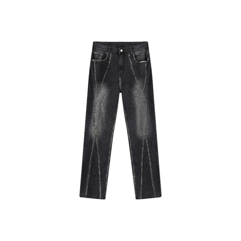 Jeans Rectos con Efecto Envejecido para Hombre de Poliéster para Uso Diario