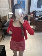 甜辣妹红色吊带小背心女夏季设计感打底内搭法式性感短款上衣外穿