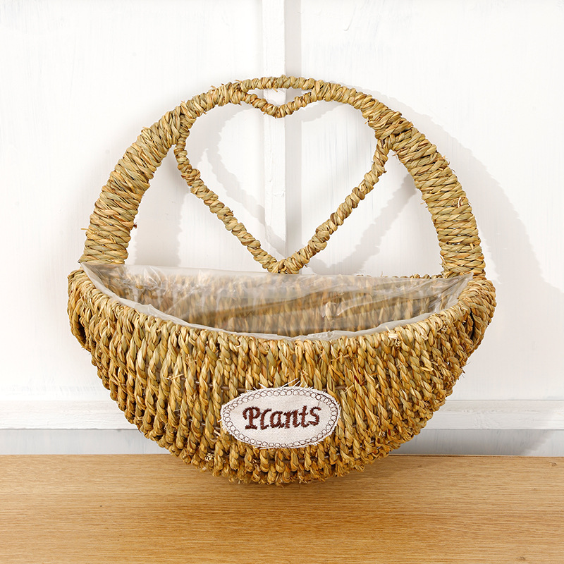Cestas de flores de paja colgadas en la pared decoración del hogar colgadas en el caña tejido de paja colgadas en la pared cestas de flores colgadas en la pared cestas de flores colgadas en la maceta colgadas en la pared