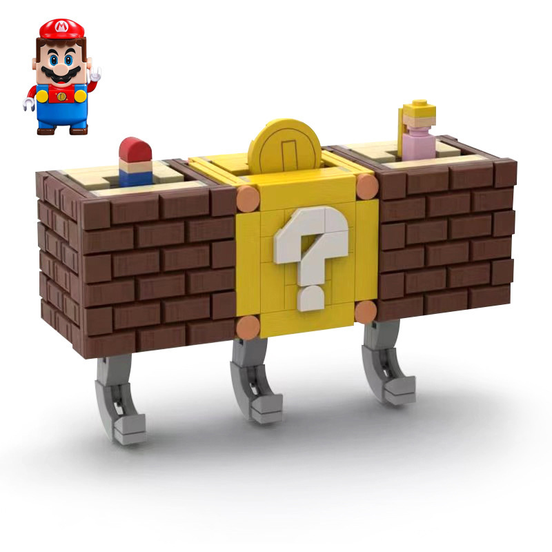 レゴクリエイティブMOCスーパーマリオマリオ疑問符ボックスビルディングブロックキーフック組み立て教育玩具に適しています。|undefined