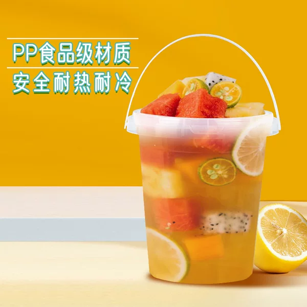Fruit Tea Bucket Disposable Portable Bucket Cup 1000ml Plastic Bucket Cup Large Capacity Transparent Milk Tea Cup Bucket