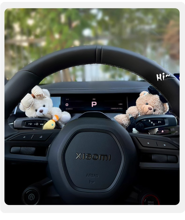Car Dashboard Decoration Plush Toy Steering Wheel Light Rain Wiper Doll Cute Bear Car Ornament Female Dashboard Interior Decoration