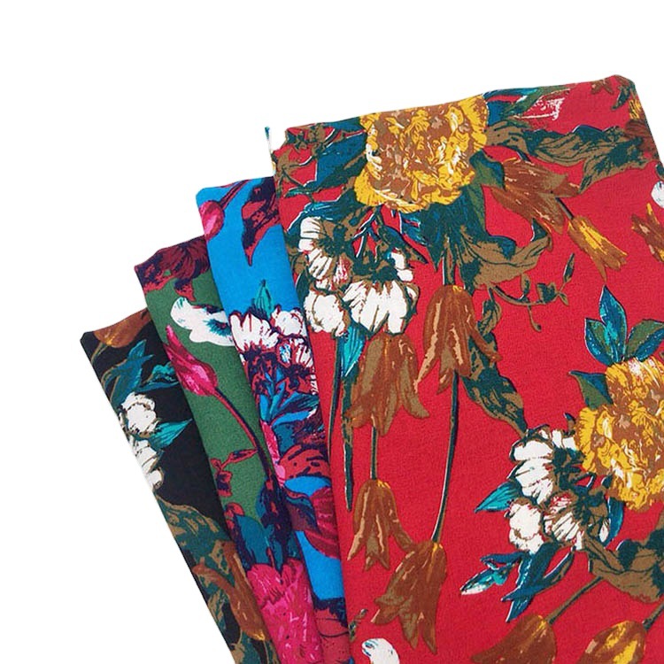 Mayorista barato cómodo trenzado Challis impresión viscose tela de rayon