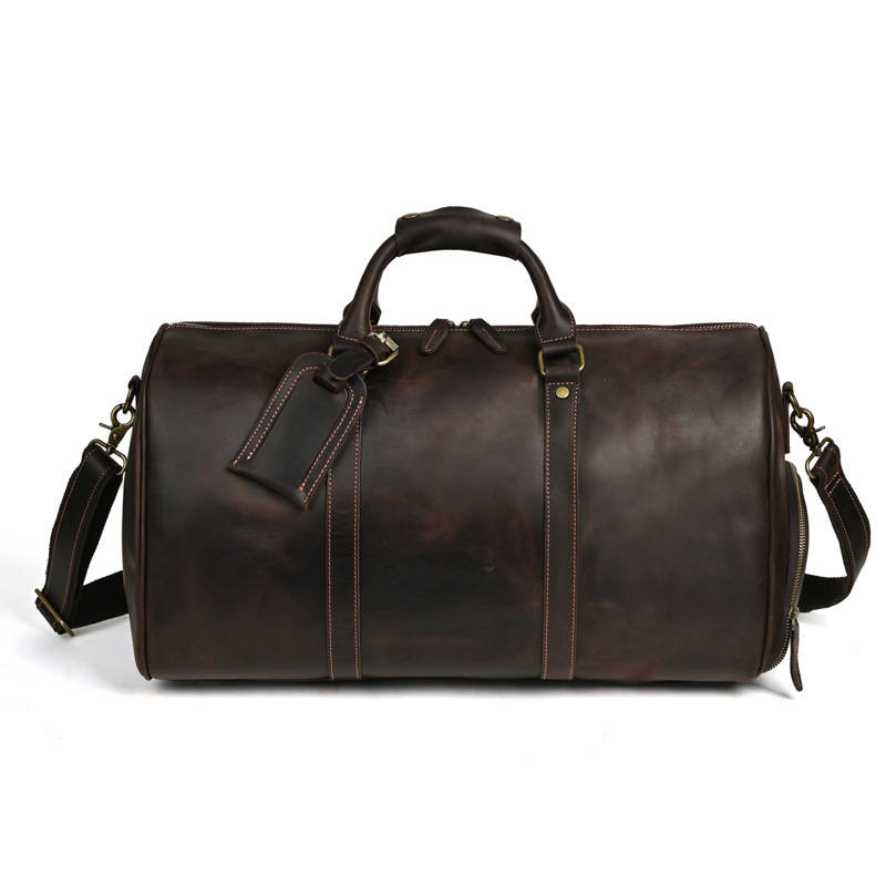 Crazy Horse Leather European and American Retro Men's Casual Travel Bag Genuine Leather Large Capacity Portable Crossbody Bag