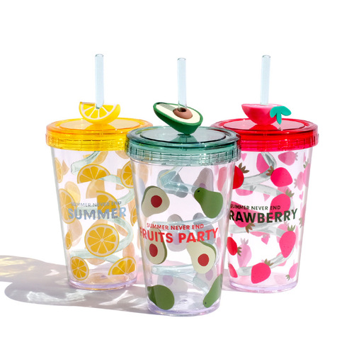 Summer Rotating Straw Cup Children's Plastic Water Cup Gift Cup Creative Summer On-the-go Cup