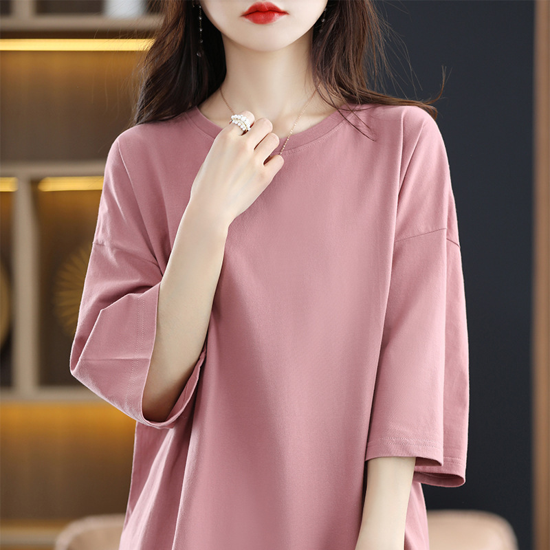Silk Cotton Dress for Women 2026 Summer New Style Lightweight and Flowing Loose Slimming Solid Color Five-Quarter Sleeve Base Dress Silk Cotton Dress for Women 2026 Summer New Style Lightweight and Flowing Loose Slimming Solid Color Five-Quarter Sleeve Base Dress