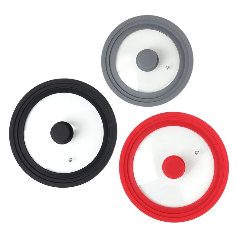 Крышка для кастрюли из закаленного стекла Взрывозащищенная многофункциональная Бытовая силиконовая крышка для кастрюли пищевая круглая перспективная крышка от ожогов производитель