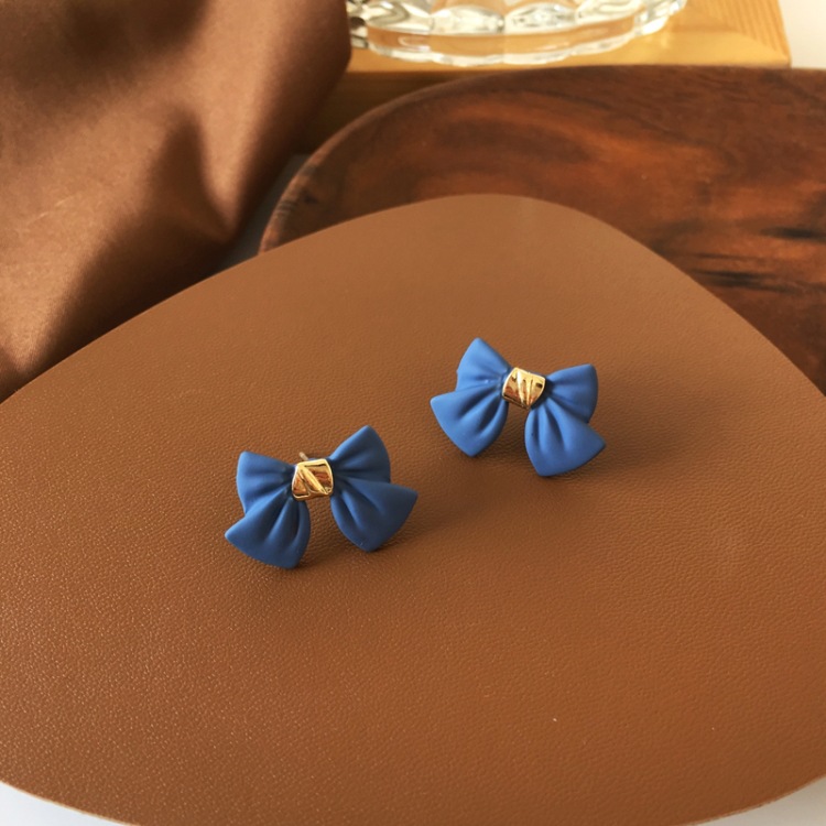 Simple Blue Bow Alloy Earrings Wholesale display picture 5